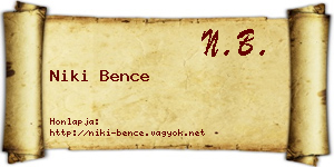 Niki Bence névjegykártya
