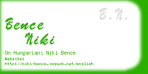 bence niki business card
